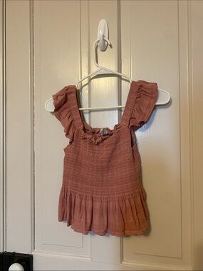 American Eagle Smocked Ruffle Tank - Rose